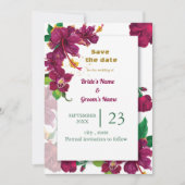 Bourgogne Hibiscus Flowers roos Save the Date Kaart (Voorkant)