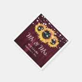 Bourgogne Houten Strijklichten Zonnebloem Bruiloft Servet (Hoek)