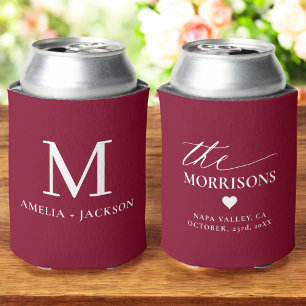 Bourgogne Huwelijksgunst Monogram Naam Hart Blikjeskoeler