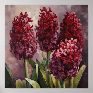 Bourgogne Hyacint Bloemenkunst Print Poster