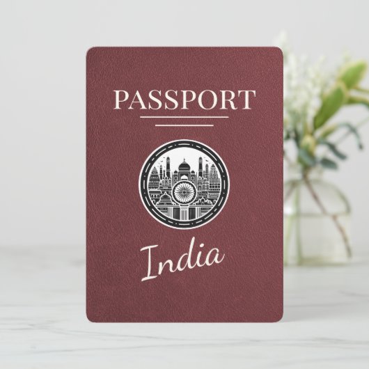 Bourgogne India Passport Bewaar de datum Save The Date (Staand voorkant)