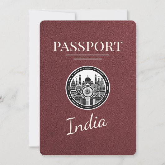 Bourgogne India Passport Bewaar de datum Save The Date (Voorkant)