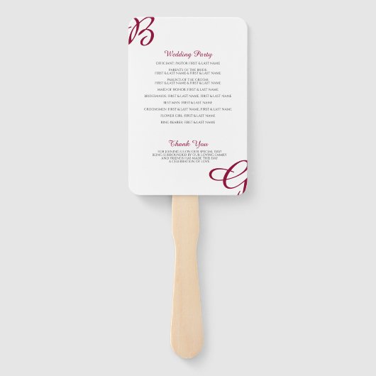 Bourgogne Initialen najaar najaar voetbalprogramma Handwaaier (Achterkant)