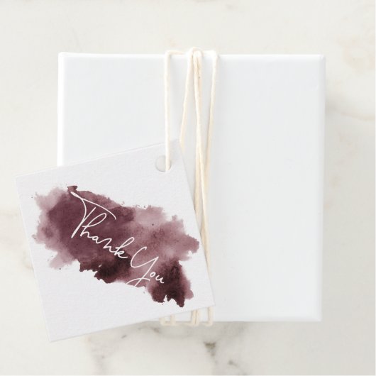 Bourgogne Ink Wash Baby shower Bedankt Bedankjes Labels (In situ)