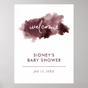 Bourgogne Ink Wash Baby shower Welkomstbord Poster