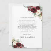 Bourgogne Ivoor Bloemen Goud Geometrische foto Huw Bedankkaart (Achterkant)