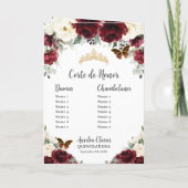 Bourgogne Ivoor Bloemen Goud Quinceañera Masquerad Programma (Achterkant)