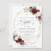 Bourgogne Ivoor Bloemen Greenery Doop geometrisch Kaart (Voorkant)