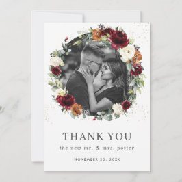 Bourgogne Ivoor Burnt Sinaasappel Bloemen krans Fo Bedankkaart