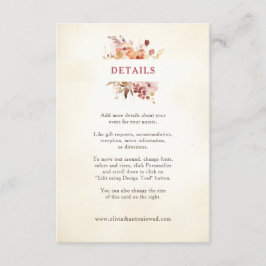 Bourgogne & Ivoor Elegante Bloemen Informatiekaartje