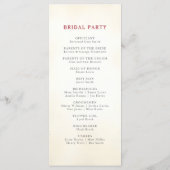 Bourgogne & Ivoor Elegante Bloemen Programmakaart (Achterkant)