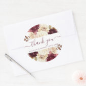 Bourgogne Ivoor Floral Wedding Bedankt Ronde Sticker (Envelop)
