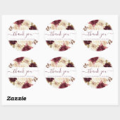 Bourgogne Ivoor Floral Wedding Bedankt Ronde Sticker (Vel)