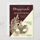Bourgogne Ivoor Goud Glitter Masquerade Prom Kaart (Voorkant)