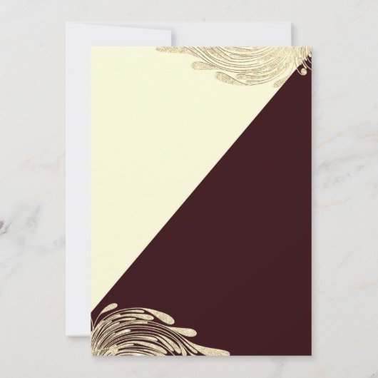 Bourgogne Ivoor Goud Glitter Masquerade Prom Kaart (Achterkant)