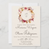 Bourgogne Ivoor Herfst Bloemen bruiloft uitnodigin Kaart (Voorkant)