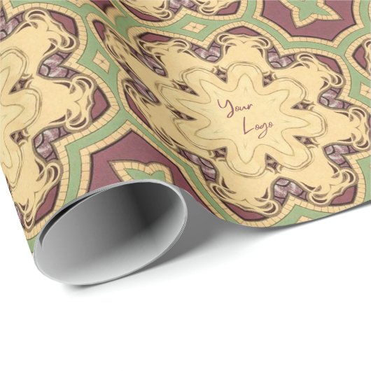 Bourgogne Ivoor Sage Green Business Logo Geometris Cadeaupapier (Rol Hoek)