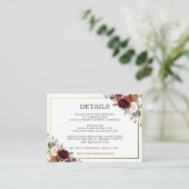 Bourgogne Ivoor Sinaasappel Bloemen bruiloft Detai Informatiekaartje (Staand voorkant)