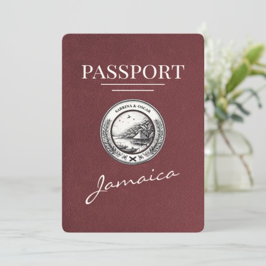 Bourgogne Jamaica Passport Bewaar de datum Save The Date (Staand voorkant)