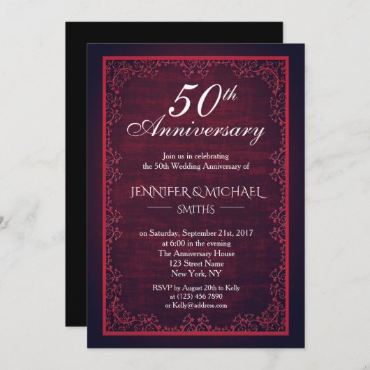  Bourgogne Jubileum uitnodigen Kaart (Voorkant / Achterkant)