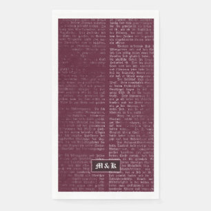 Bourgogne  kalligrafie bruiloft monogram servet