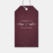 Bourgogne  kant rustieke bruiloft dank u cadeaulabel (Achterkant)