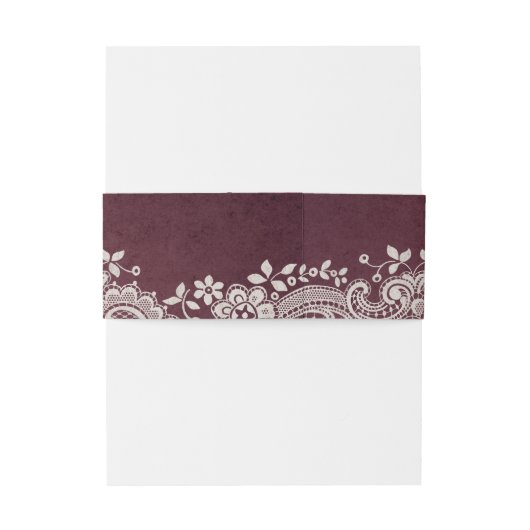 Bourgogne kant rustieke bruiloft monogram uitnodigingen wikkel (Achterkant Voorbeeld)