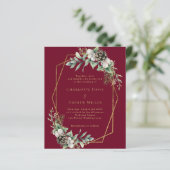 Bourgogne kegel groen gouden bruiloft uitnodiging (Staand voorkant)