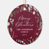 Bourgogne Kerstmis minimale elegante botanische fo Keramisch Ornament (Links)