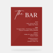 Bourgogne Kerstmis Wedding Bar Acryl Bord (Voorkant)