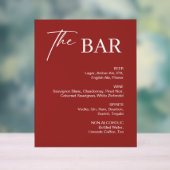 Bourgogne Kerstmis Wedding Bar Acryl Bord (Neutraal)