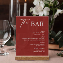 Bourgogne Kerstmis Wedding Bar Acryl Bord