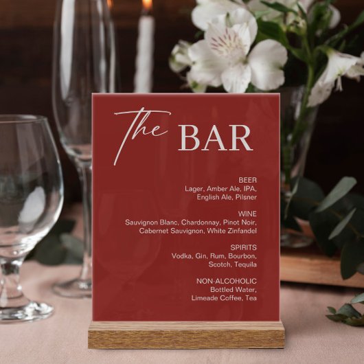 Bourgogne Kerstmis Wedding Bar Acryl Bord