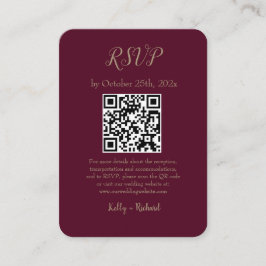 Bourgogne Kleine Verticale Bruiloft RSVP QR Code Informatiekaartje