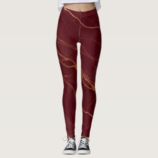 Bourgogne & Koper Marmeren Leggings – Stijlvol