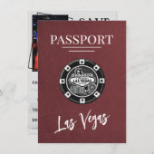 Bourgogne Las Vegas Passport Bewaar de datum Save The Date (Voorkant / Achterkant)