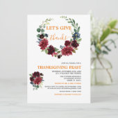 Bourgogne Laten we Bedankt Thanksgiving Feest geve Kaart (Staand voorkant)