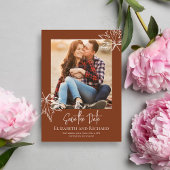 Bourgogne Leaf Script Foto bruiloft Bewaar de datu Save The Date