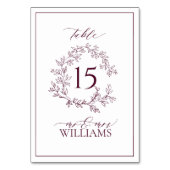 Bourgogne Leafy Crest Monogram Floral Wedding Kaart (Achterkant)