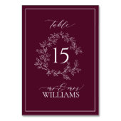 Bourgogne Leafy Crest Monogram Floral Wedding Kaart (Achterkant)