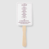 Bourgogne Leafy Crest Monogram Huwelijksprogramma Handwaaier (Achterkant)