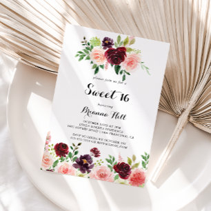 Bourgogne lente bloemenzoet 16 verjaardagsfeestje kaart