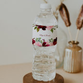 Bourgogne lente Elegant Bloemen Water Flesje Label Waterfles Etiket