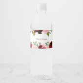 Bourgogne lente Elegant Bloemen Water Flesje Label Waterfles Etiket (Voorkant)