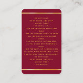 Bourgogne lichte foto begrafenis gebedskaart visitekaartje (Achterkant)