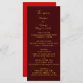 Bourgogne + lichtrood menu & programma trouwkaart (Voorkant / Achterkant)