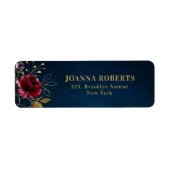 Bourgogne Marine Blauw Blush Bloemen Retouradres Etiket (Voorkant)