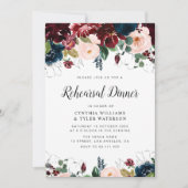 Bourgogne marine blauw & blush bloemenrepetitie di kaart (Voorkant)