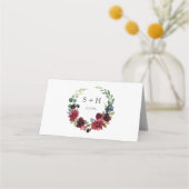 Bourgogne Marine Blauw & Blush Roze Bloemen Bruilo Plaatskaartje (Achterkant)