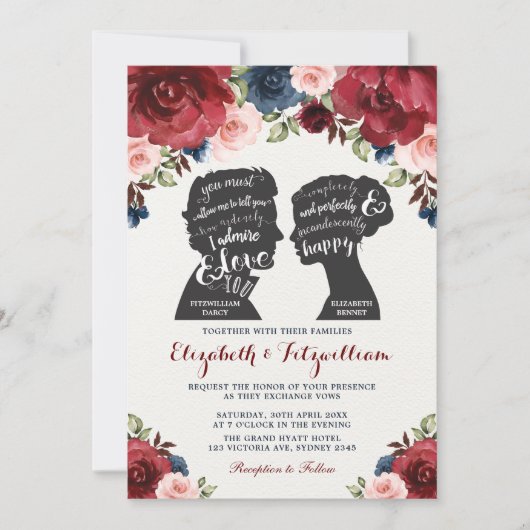 Bourgogne Marine Blush Floral Pride Vooroordelen B Kaart (Voorkant)